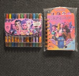 K-Pop Inspired Demon Hunters Crayon Set & Huntrx Spiral Notebook